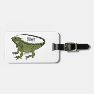 Iguana cartoon illustration luggage tag