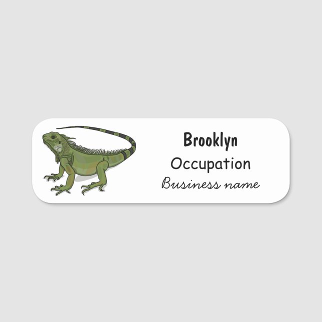 Iguana cartoon illustration name tag (Front)