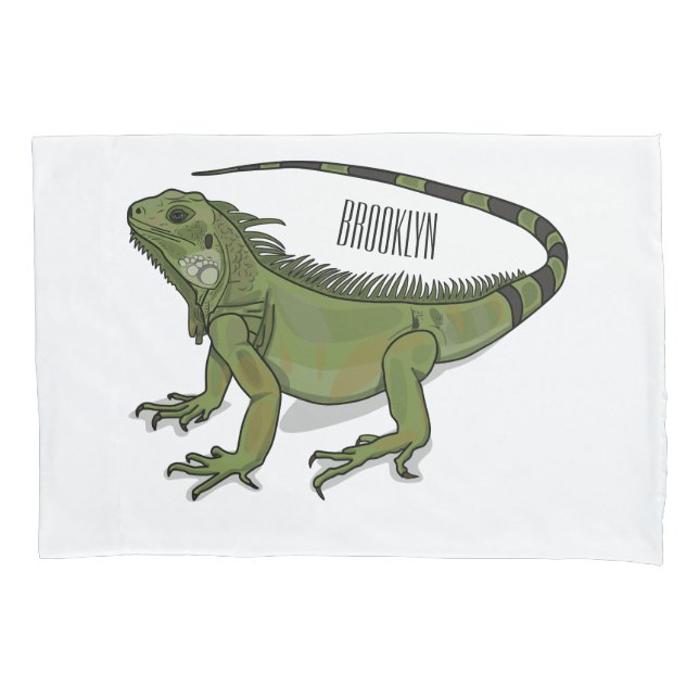 Iguana cartoon illustration pillowcase (Front)