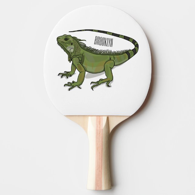 Iguana cartoon illustration ping pong paddle (Front)