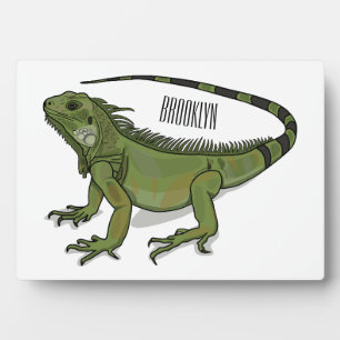 Iguana cartoon illustration plaque