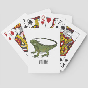 Iguana cartoon illustration playing cards