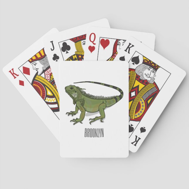 Iguana cartoon illustration playing cards (Back)