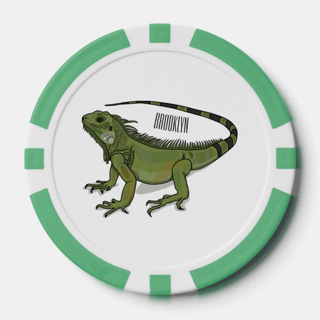 Iguana cartoon illustration  poker chips (Front)