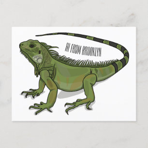 Iguana cartoon illustration postcard