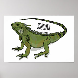 Iguana cartoon illustration  poster