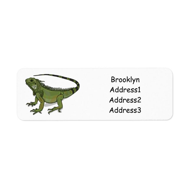 Iguana cartoon illustration return address label (Front)