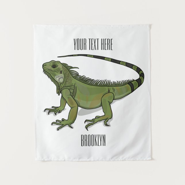 Iguana cartoon illustration  tapestry (Front)