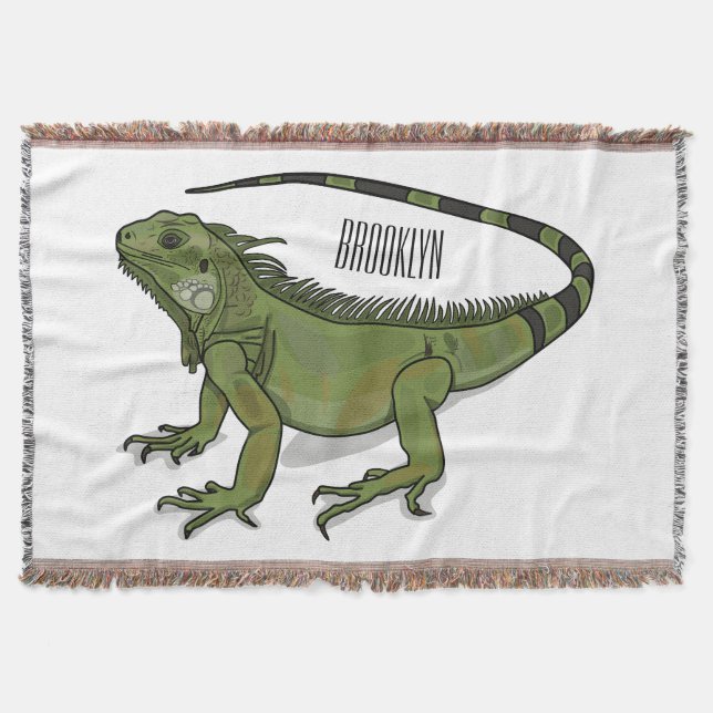 Iguana cartoon illustration throw blanket (Front)