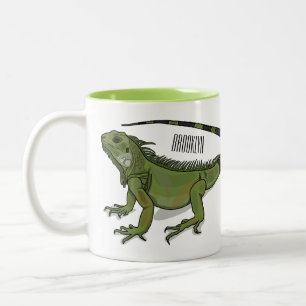 Iguana cartoon illustration Two-Tone coffee mug