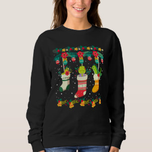 Iguana Christmas Stocks X Mas Lights Pajama Matchi Sweatshirt