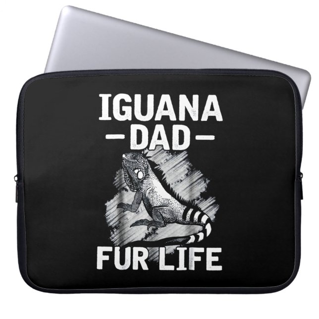 Iguana dad fur life laptop sleeve (Front)