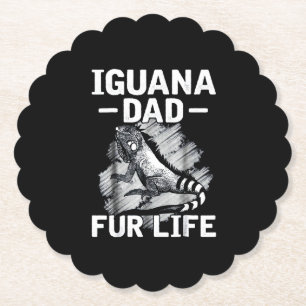 Iguana dad fur life paper coaster