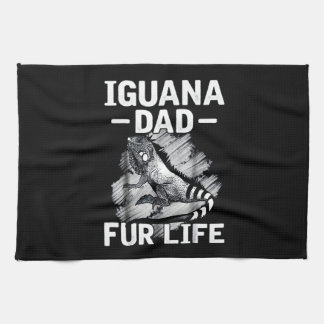 Iguana dad fur life tea towel