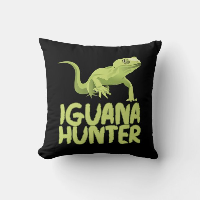 Iguana Hunter - Funny Iguana Reptile Lizard Pet Cushion (Front)
