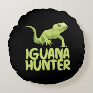 Iguana Hunter - Funny Iguana Reptile Lizard Pet Round Cushion
