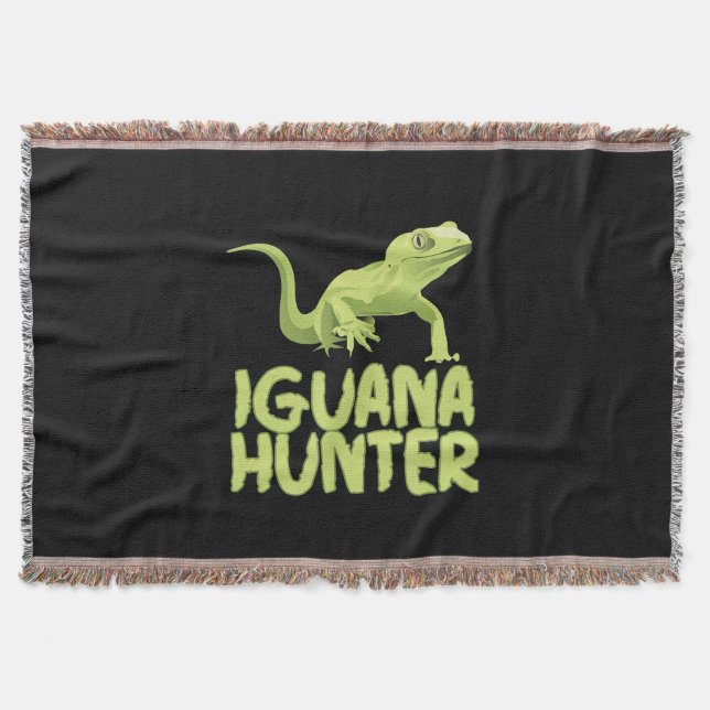 Iguana Hunter - Funny Iguana Reptile Lizard Pet Throw Blanket (Front)