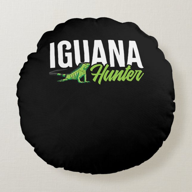 Iguana Hunter Herbivorous Lizard Sharp Eye Specie Round Cushion (Front)