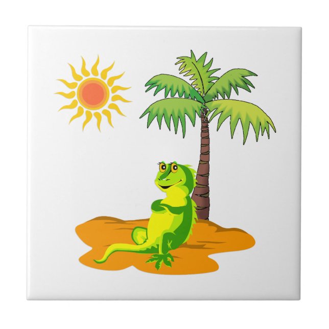 Iguana In The Desert Ceramic Tile (Front)