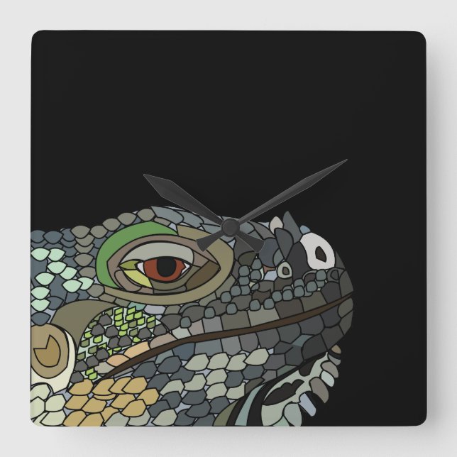 Iguana Lizard Animal Iguana Square Wall Clock (Front)