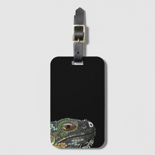 Iguana Lizard Animal Illustration Luggage Tag (Front Vertical)