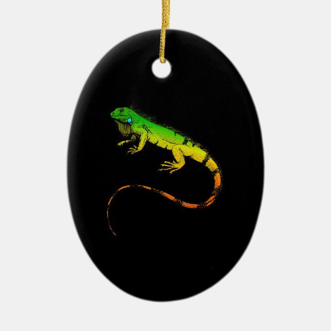 Iguana Lizard  Beautiful Iguana Gift Ceramic Ornament (Front)
