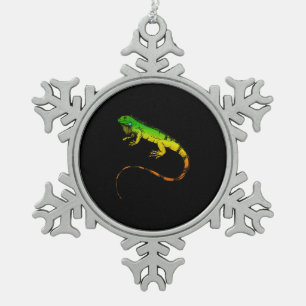 Iguana Lizard Beautiful Iguana Gift Snowflake Pewter Christmas Ornament