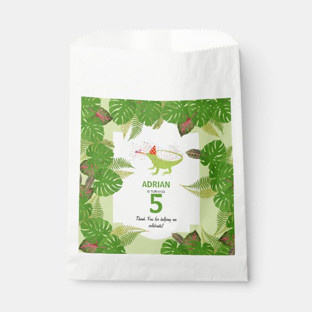Iguana Lizard Partying Animals Birthday Party Favour Bag (Front)