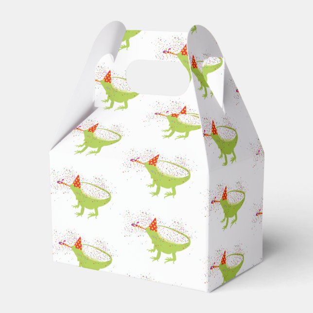 Iguana Lizard Partying Animals Having a Party Favour Box (Front Side)