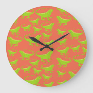 Iguana Lizard Pattern Large Clock