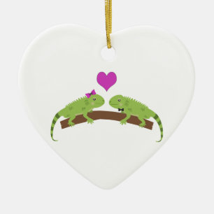 Iguana Love Ceramic Tree Decoration