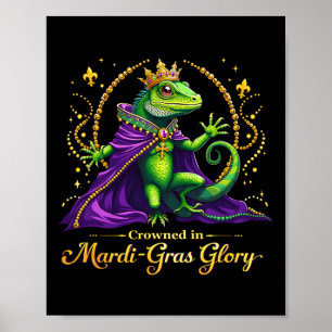 Iguana Mardi Gras 2025 Vibrant Iguana Lover Women Poster