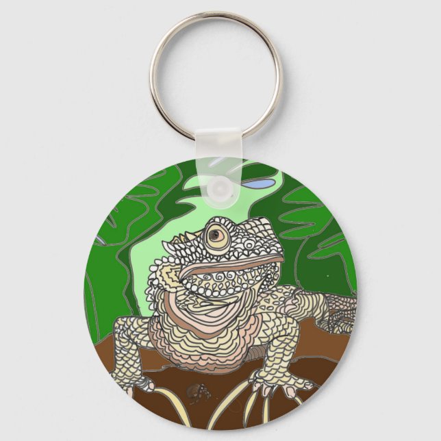 Iguana on a rock key ring (Front)