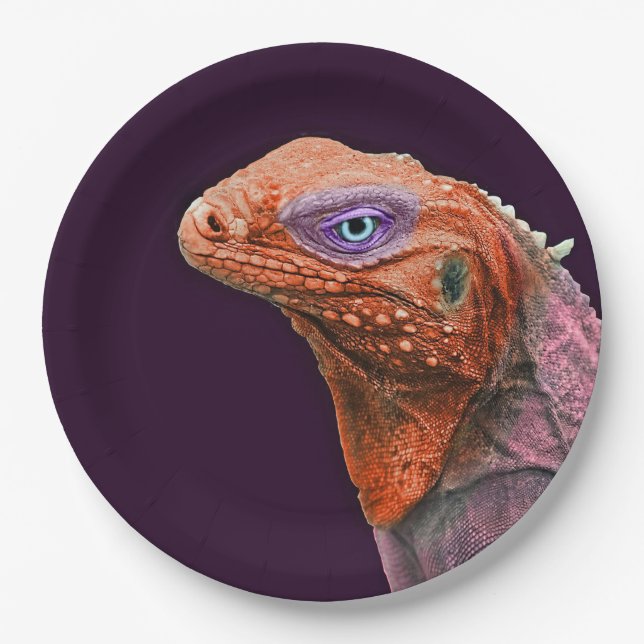 Iguana Orange Photo Paper Plate (Front)