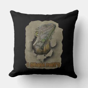 Iguana Party, Funny I Want To Party, Iguana Party Cushion