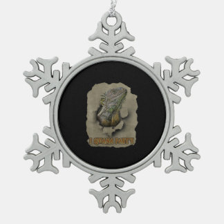 Iguana Party, Funny I Want To Party, Iguana Party Snowflake Pewter Christmas Ornament