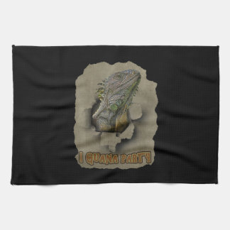 Iguana Party, Funny I Want To Party, Iguana Party Tea Towel