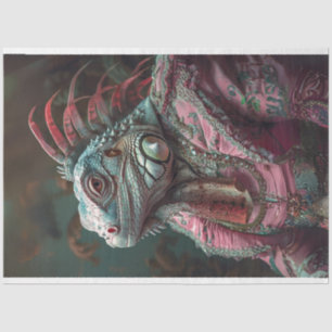 Iguana Pink Teal Furniture Decoupage Tissue Paper