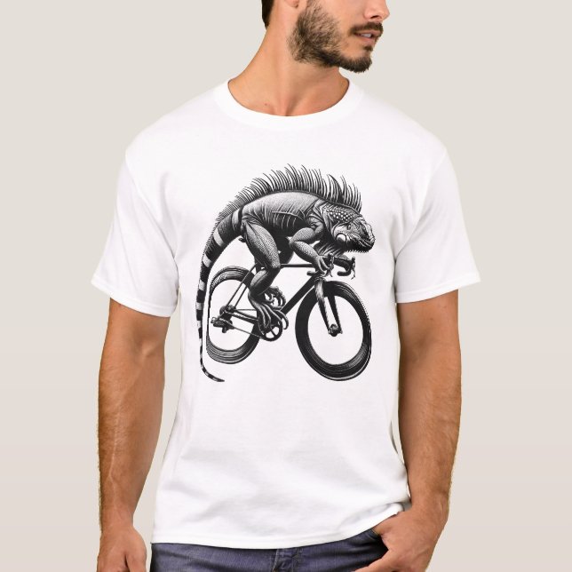 Iguana Riding Bike Biker Bicycle Lover Biking T-Shirt (Front)