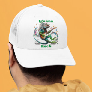  Iguana Rockstar in a Colourful Music Burst Trucker Hat