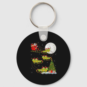 Iguana Santa Sleigh Flying Funny Magical Christmas Key Ring