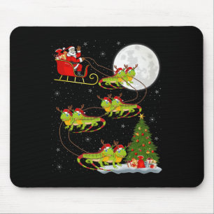 Iguana Santa Sleigh Flying Funny Magical Christmas Mouse Pad