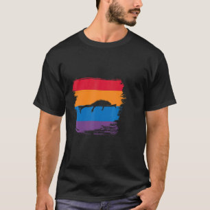 Iguana Shadow Silhouette With Colourful Flag T-Shirt