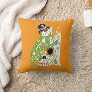 Iguana Sugar Skull Cushion