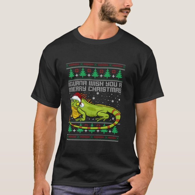 Iguana Ugly Christmas Sweater Xmas Lizard Long Sle (Front)