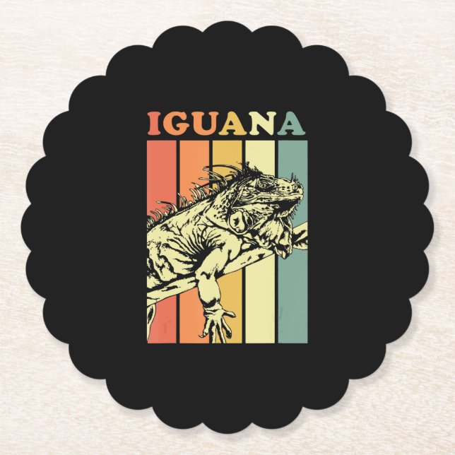 Iguana Vintage Gift Paper Coaster (Front)