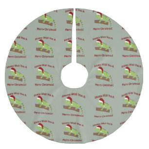 Iguana Wish You A Merry Christmas Brushed Polyester Tree Skirt