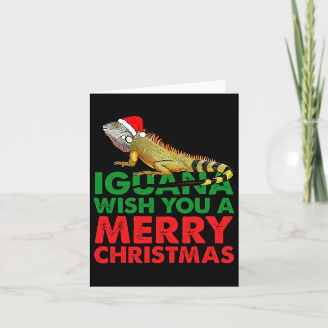 Iguana Wish You A Merry Christmas Funny Iguana  Card (Front)