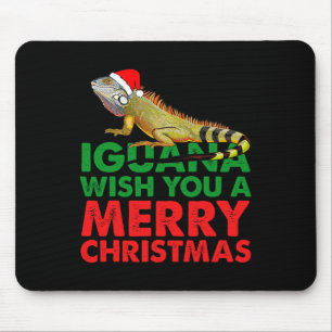 Iguana Wish You A Merry Christmas Funny Iguana Mouse Pad