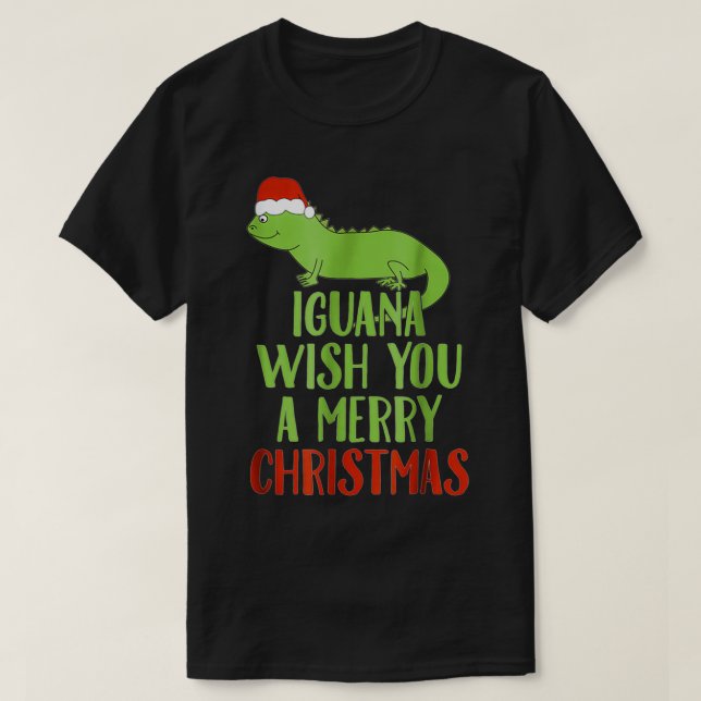 Iguana Wish You A Merry Christmas Funny Xmas Holid T-Shirt (Design Front)